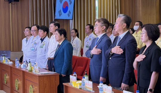 원광대학교병원이 남껀터대학교병원과 AI-VR 교육센터 오픈식을 가졌다. 사진=원광대학교병원