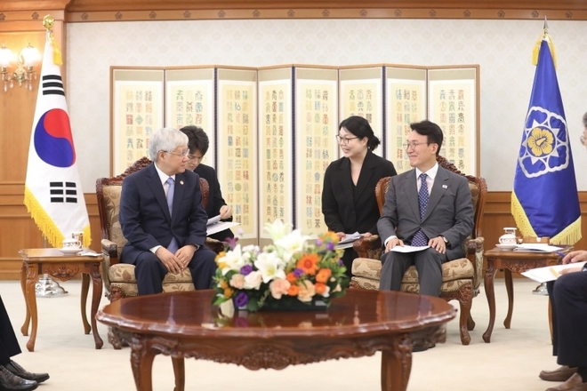 김민석 국무총리가 도 반 찌엔 베트남 조국전선 위원장을 졉견했다. 사진=국무총리실